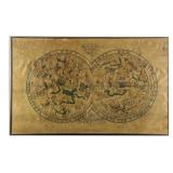 1832 New York Folk Art Painted Celestial Map
