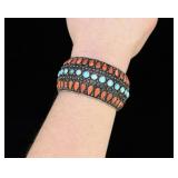 Chinese Sterling Silver Turquoise Coral Bracelet