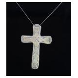 Navajo AJZR Sterling Silver Cross Pendant