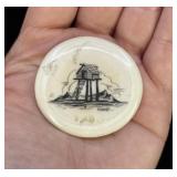 Alaskan Inuit Eskimo Scrimshaw Walrus Ivory Brooch