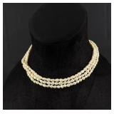 Freshwater Pearl Tristrand Necklace