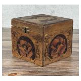 Flemish Pyrography Wood Trinket Box