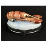 Limoges Peint Main Porcelain Trinket Box Lobster