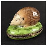 Limoges Peint Main Porcelain Trinket Box Hedgehog