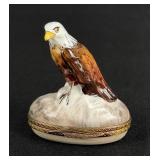 Limoges Peint Main Porcelain Trinket Box Eagle
