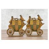Nuydea Cast Iron Stagecoach Bookends