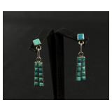 Zuni Petit Point Sterling Turquoise Earrings