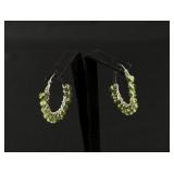 Peridot Bulb Sterling Silver Hoop Earrings