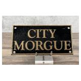 City Morgue Cast Iron Sign Plaque