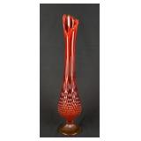 Fenton Amberina Hobnail Swung Glass Vase