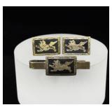 Siam Sterling Silver Cufflinks and Tie Bar