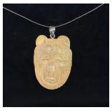Alaskan Inuit Eskimo Mammoth Ivory Bear Pendant