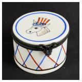 Limoges Peint Main Porcelain Trinket Box Democrat