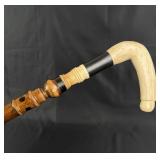 Whaler Made Scrimshaw Cane Walking Stick
