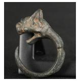 Ancient Egyptian Bronze Jackal Head Ring