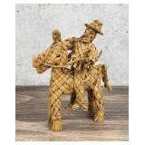 Mexican Folk Art Palm Leaf Basket Donkey Rider