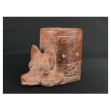 Pre Columbian Mayan Dog Beaker