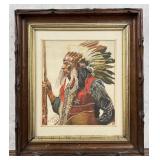 Chief Long Horn Montana Watercolor Painting
