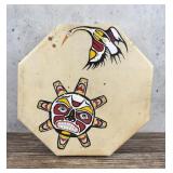 Northwest Coast Painted Kwakiutl Sun Indian Drum