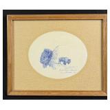 Tom Saubert Montana Buffalo Drawing