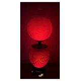 Fenton Ruby Satin Iris Gone with the Wind Lamp
