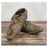 Ojibwe Indian Whirling Log Beaded Moccasins