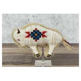 Native American Indian Beaded White Buffalo Fetish