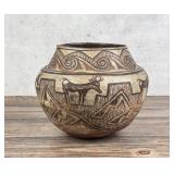 Historic Zuni Polychrome Heartline Deer Olla Jar