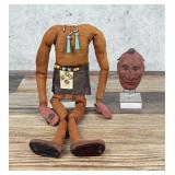 Wood and Cloth Osage Native American Indian Doll