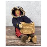 Alaskan Inuit Eskimo Woman and Basket Doll