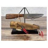 Native American Indian Knife and Beaded Sheath