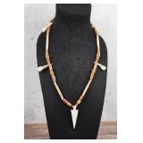 Coyote Teeth and Bone Indian Trade Bead Necklace