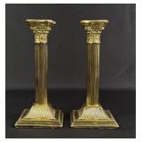 Brass Corinthian Column Candlesticks