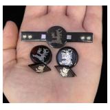 Vintage Siam Nielloware Cuffs and Tie Pin
