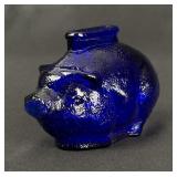Anchor Hocking Blue Glass Piggy Bank