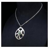 Signed Sterling Silver Chlorastrolite Necklace