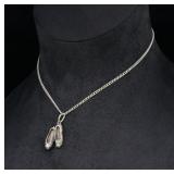 Sterling Silver Ballerina Slipper Charm Necklace