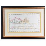 Antique Needlework House Sampler