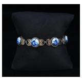 Sterling Silver Delft Dutch Porcelain Bracelet