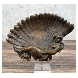 Art Nouveau Bronze Feather Pin Dish