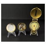 Vintage Brass Pocket Military Compasses