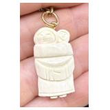 Alaskan Inuit Eskimo Carved Ivory Keychain