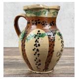 Antique Redware Slip Decorated Pitcher