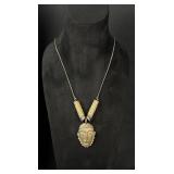African Bronze Passport Face Trade Bead Necklace