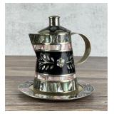 Alpaca Mexico Abalone Teapot & Underplate