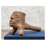 Native American Indian Clay Face Pipe