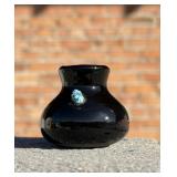 Laguna Pueblo Black Pot with Turquoise