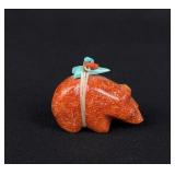 Zuni Carved Coral Bear Fetish