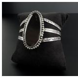 Old Pawn Navajo Sterling Silver Onyx Bracelet