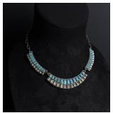 Zuni Petit Point Sterling Turquoise Necklace